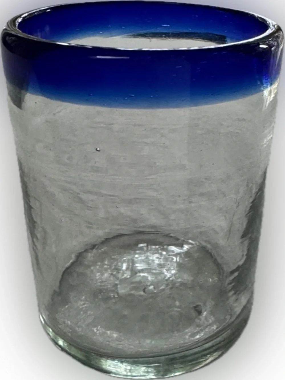 MEXICO HANDBLOWN GLASS TUMBLER COBALT BLUE Vintage 90s Replacement Barware 12 oz